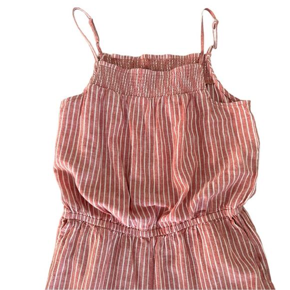 Beach Lunch Lounge Linen Blend Striped Romper Size S - Picture 3 of 7